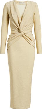 Chiara Boni La Petite Robe Jara Starry Metallic Twist Front Midi Gown