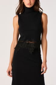 ASTR the Label Nadine Lace Trim Sleeveless Turtleneck Sweater