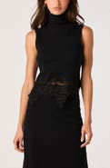 ASTR the Label Nadine Lace Trim Sleeveless Turtleneck Sweater