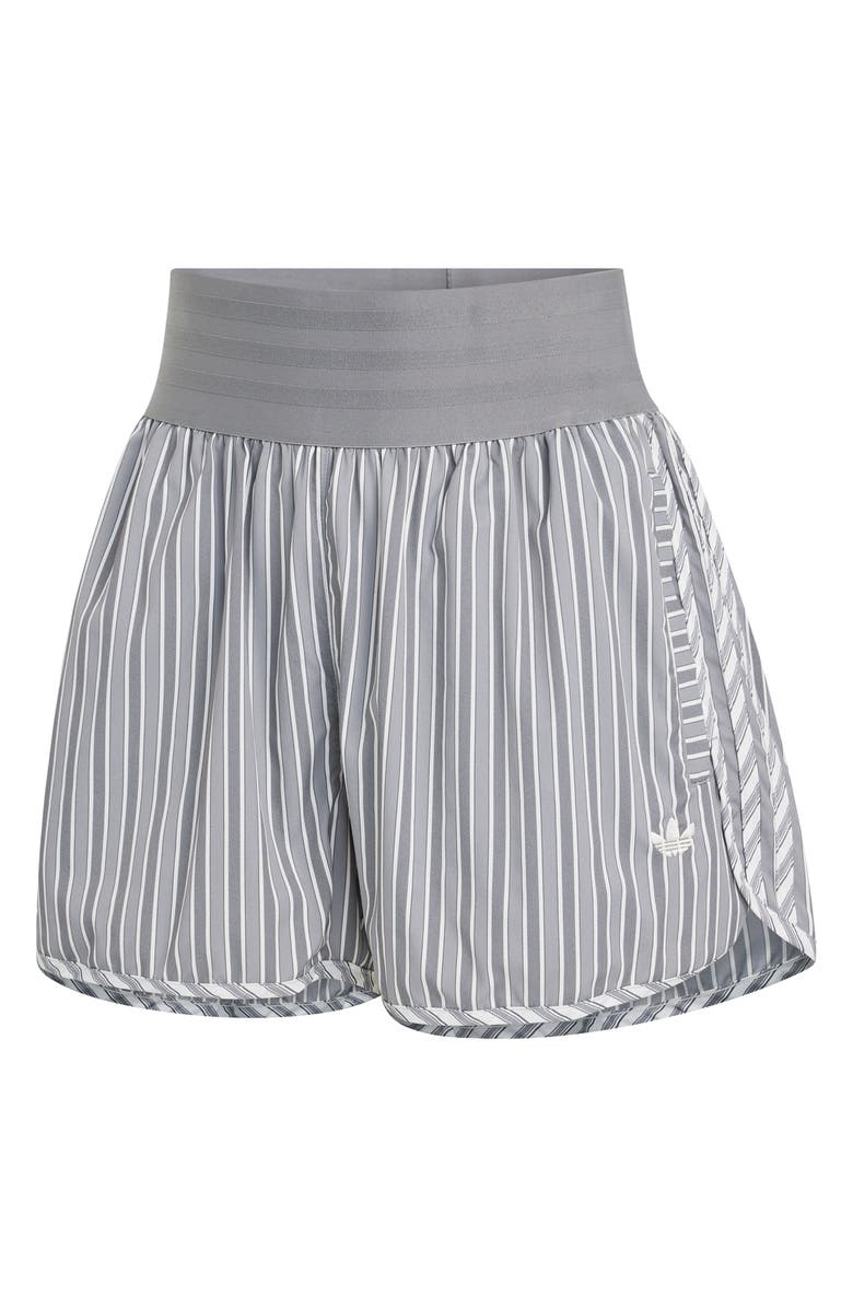 adidas Originals Stripe High Rise Poplin Short, Alternate, color, Grey Three/ Utility Black