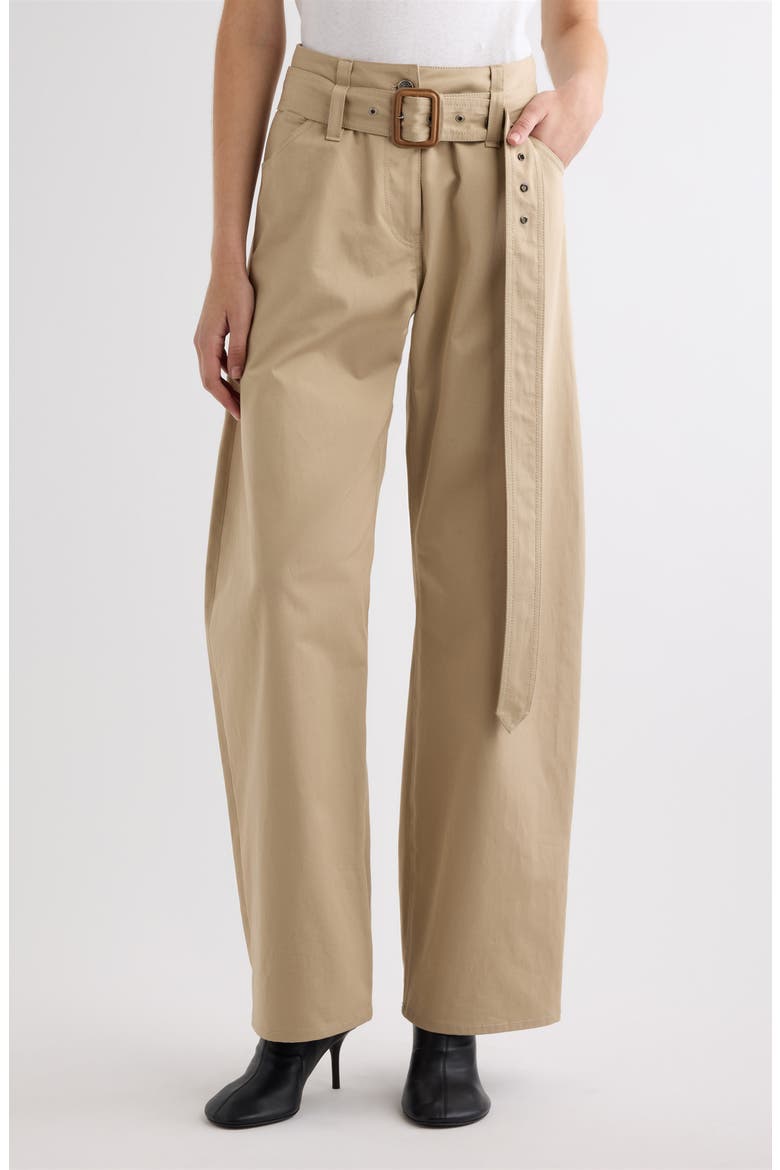 Page Belted Cotton Gabardine Pants, Main, color, PALE BEIGE