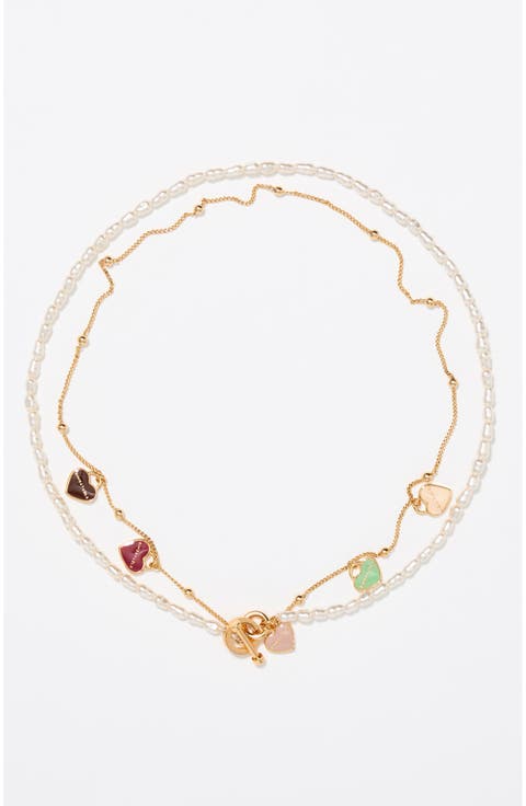 Chain Heart Logo Double-Layer Necklace