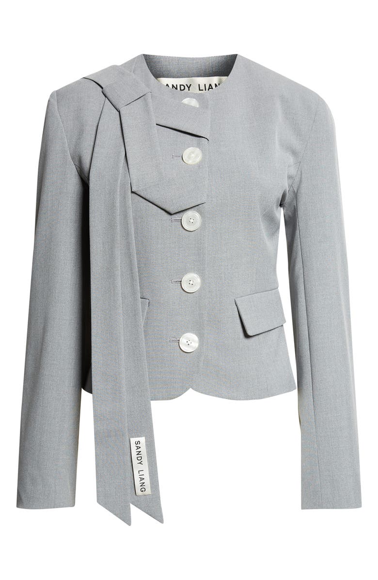 Sandy Liang Briar Tie Stretch Suiting Jacket, Main, color, Grey