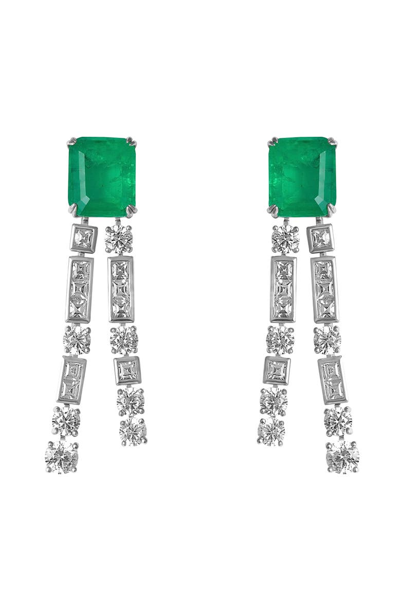 Gemma Azzurro square emerald chandelier earrings, Main, color, Green