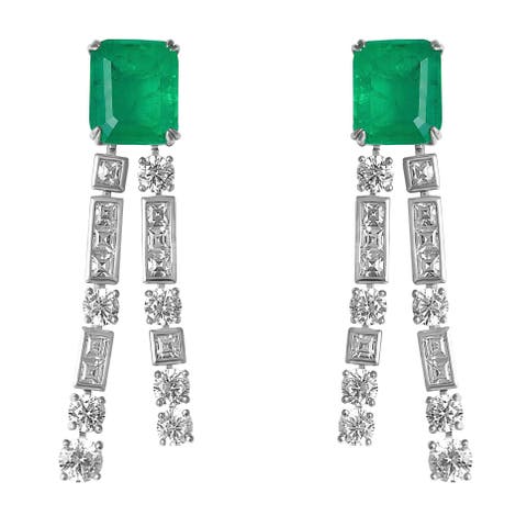 square emerald chandelier earrings