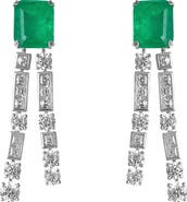 Gemma Azzurro square emerald chandelier earrings