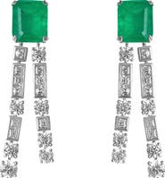 Gemma Azzurro square emerald chandelier earrings