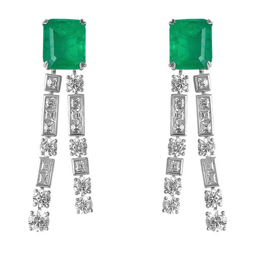 Gemma Azzurro Square Emerald Chandelier Earrings In Green