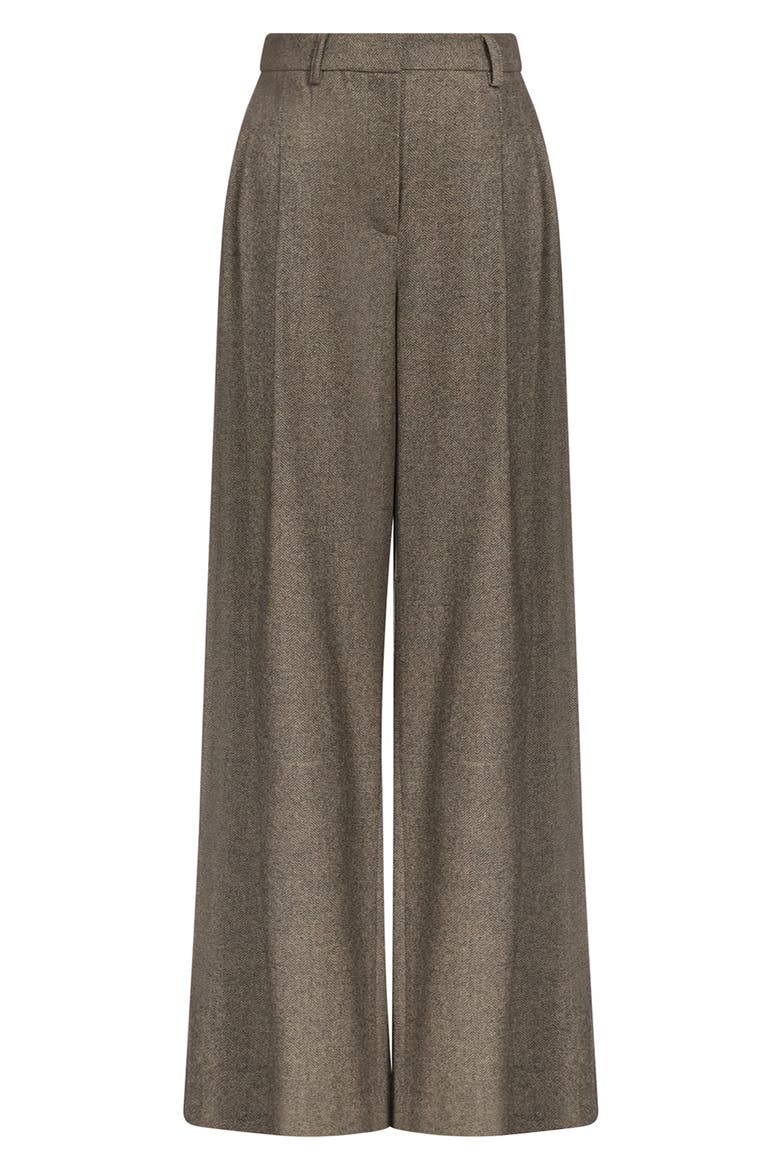 Avery Herringbone Wool Blend Wide Leg Pants, Alternate, color, TEA MULTI