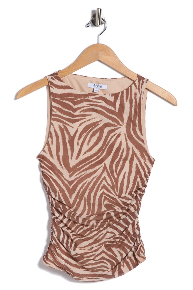Zola Boat Neck Sleeveless Mesh Top, Alternate, color, BRUSHED ZEBRA