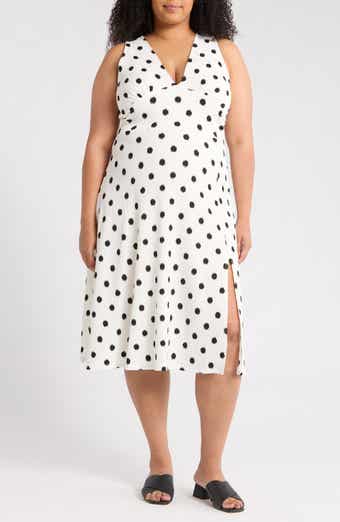 Polka Dot Sleeveless Fit & Flare Midi Dress
