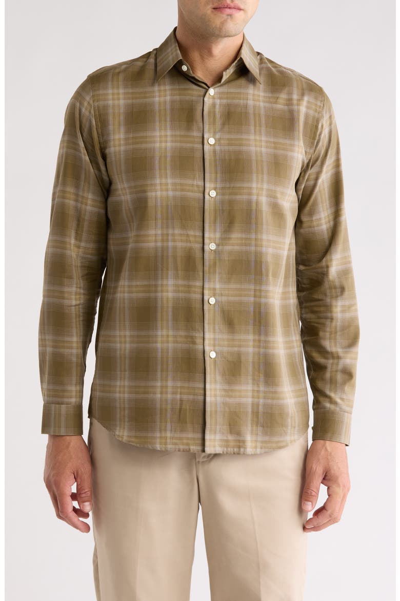 Irving Shade Cotton Flannel Button-Up Shirt, Main, color, GREEN MULTI