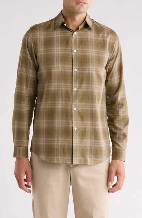 Theory Irving Shade Cotton Flannel Button-Up Shirt