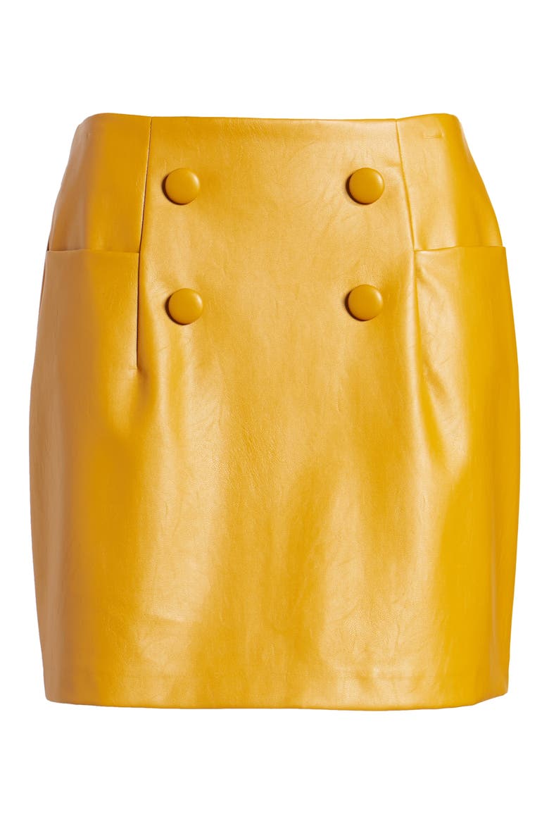 Faux Leather Miniskirt, Alternate, color, MUSTARD