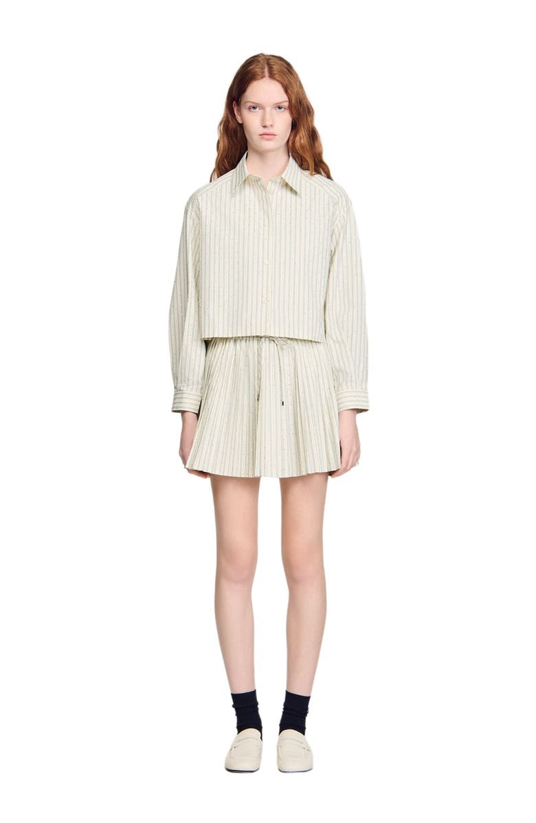 SANDRO Striped rhinestone shirt, Alternate, color, Ecru