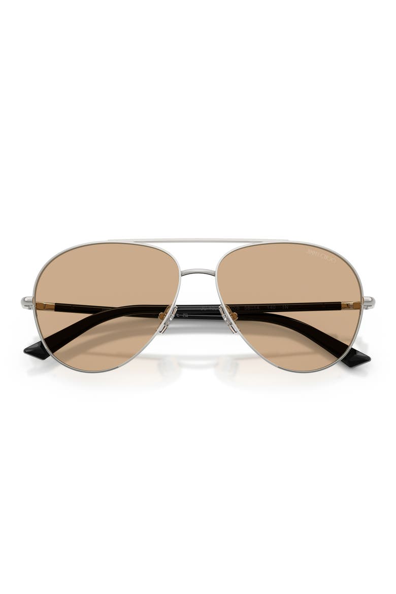 58mm Pilot Sunglasses, Alternate, color, SILVER / LIGHT YELLOW