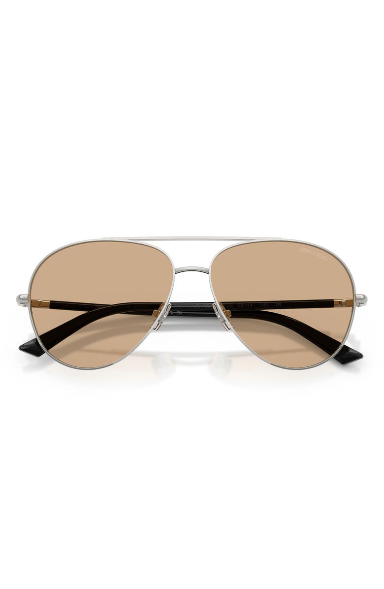 Jimmy Choo 58mm Pilot Sunglasses, Alternate, color, Silver / Light Yellow