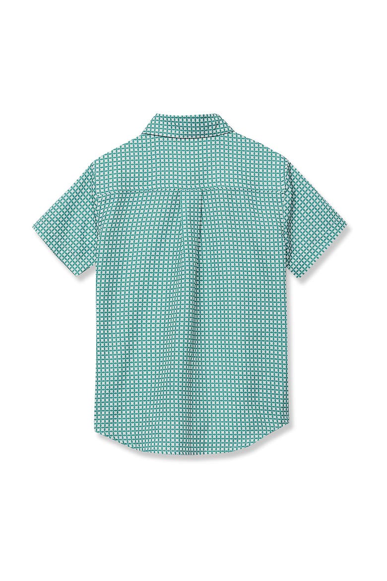 Boys Short Sleeve Button Down Performance Shirt, Alternate, color, Spruce Geo