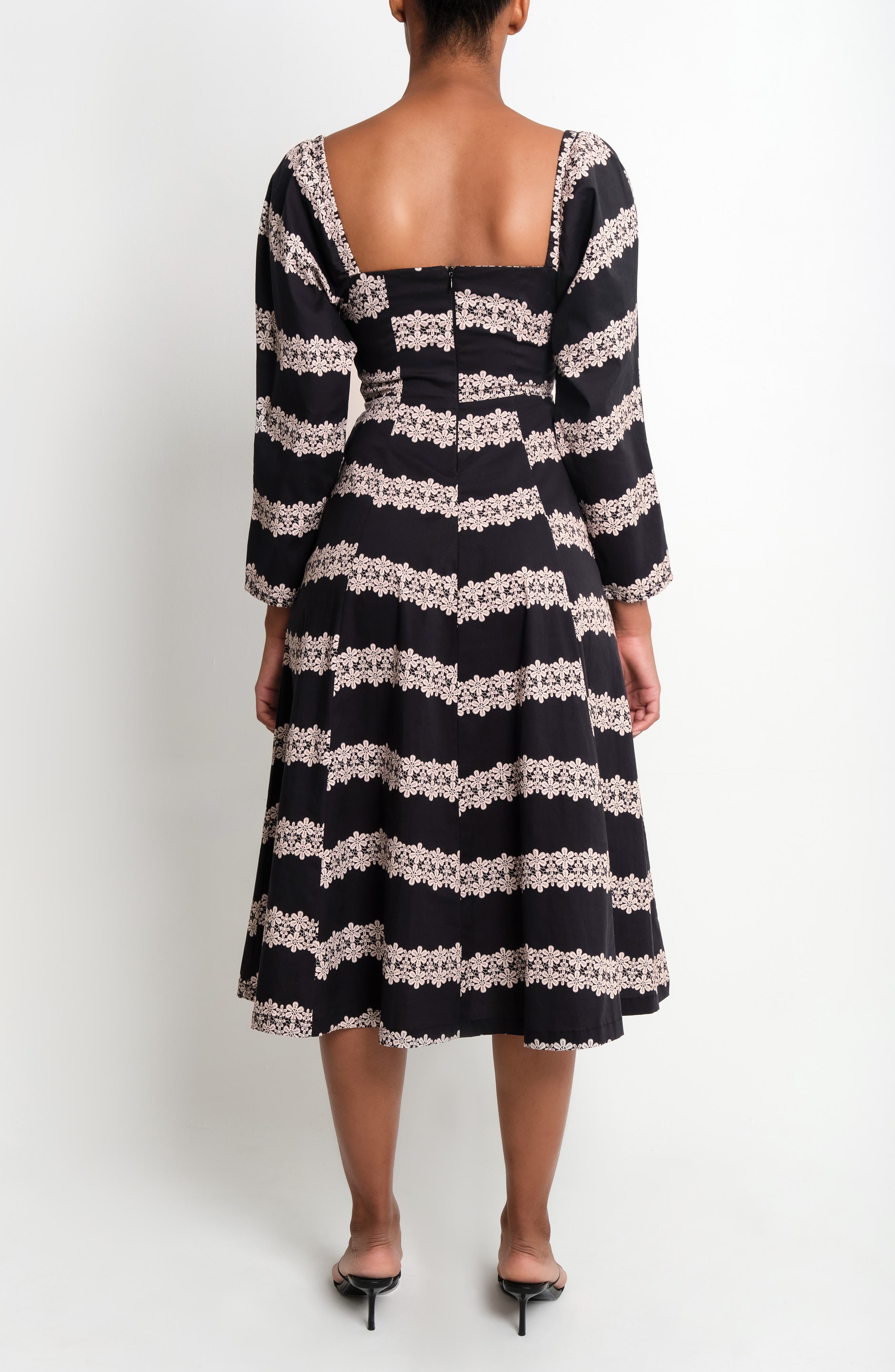 Square Dance Stretch Cotton Midi Dress - image 2