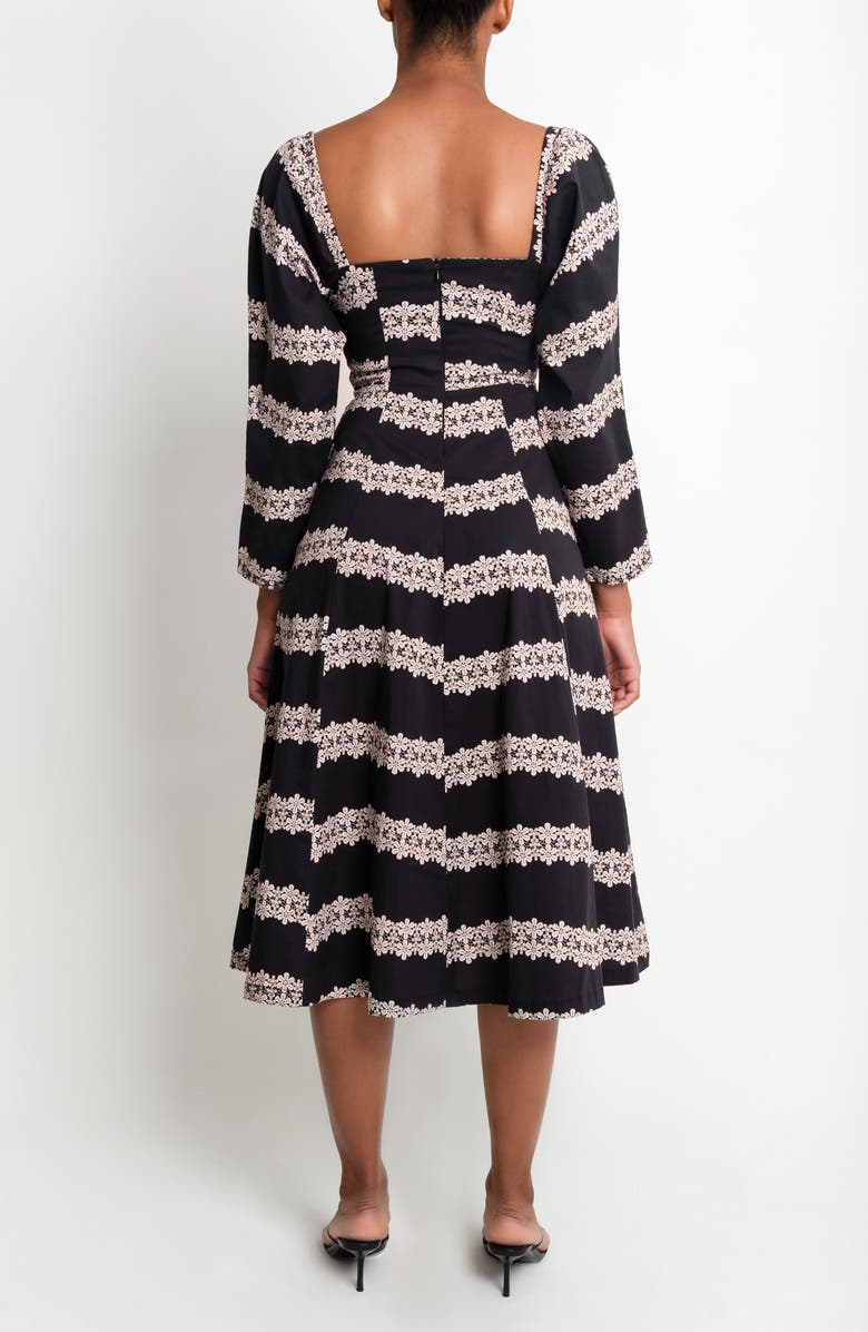 The Lulo Project Square Dance Stretch Cotton Midi Dress, Alternate, color, 2 Lines Macrame