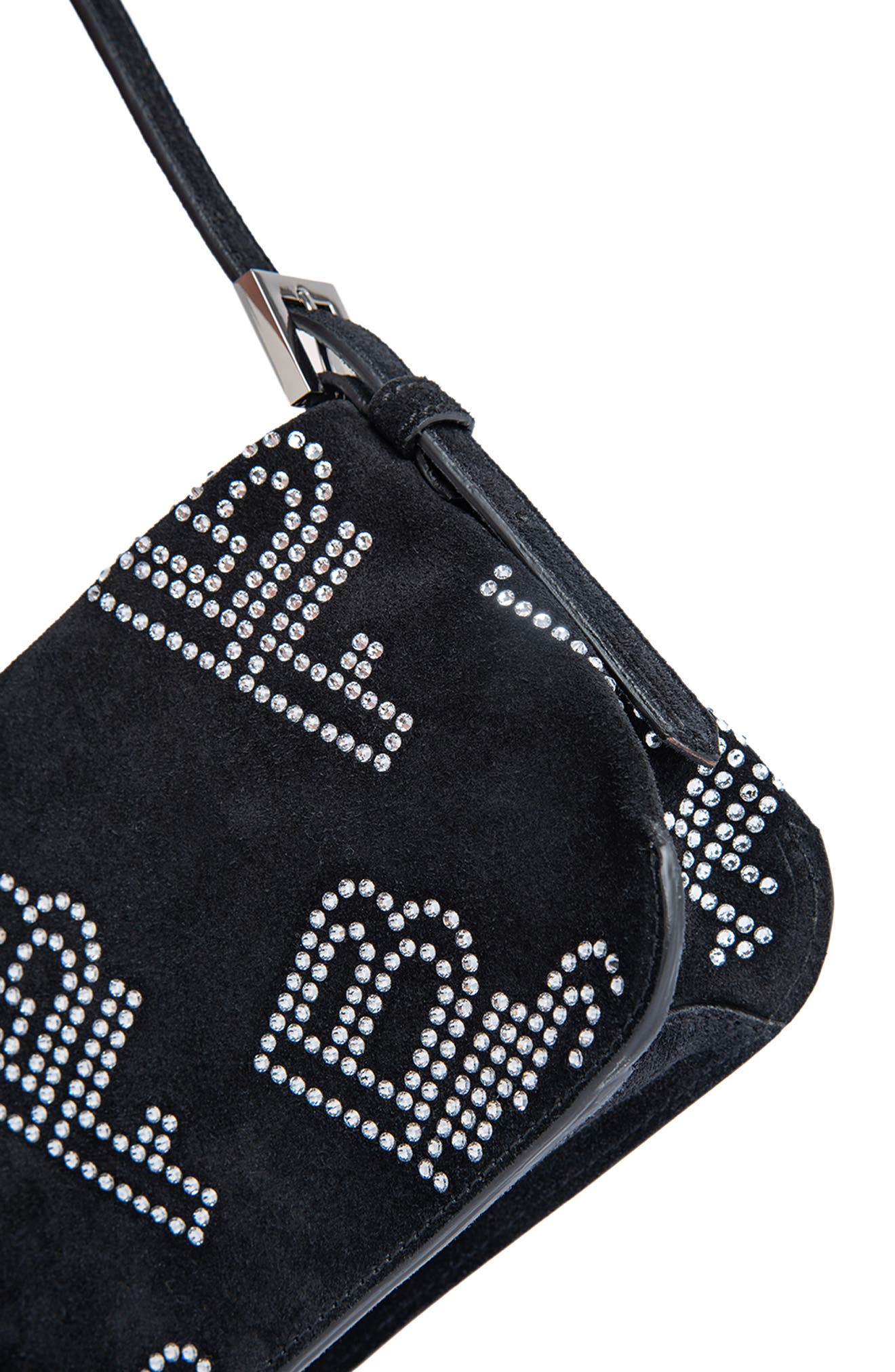 Dulce Studded Leather Shoulder Bag, Alternate, color, BLACK