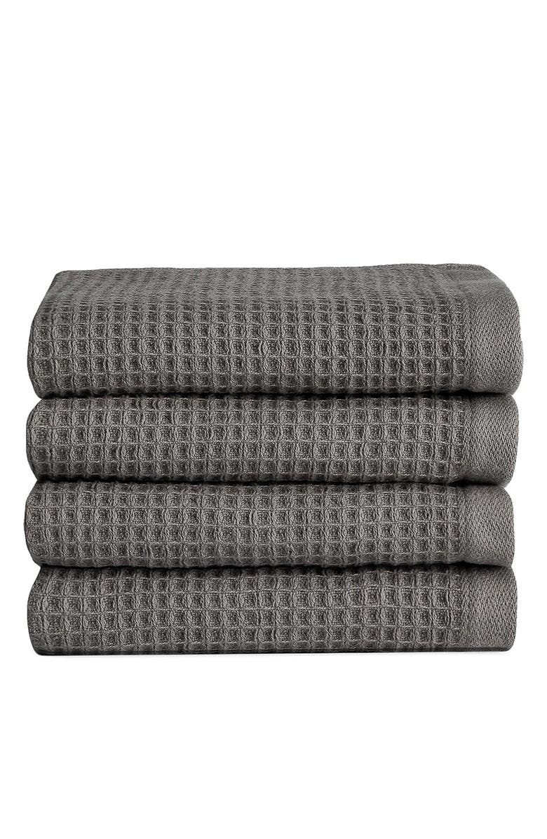 Cozy Earth 4-Pack Waffle Washcloths, Main, color, Charcoal