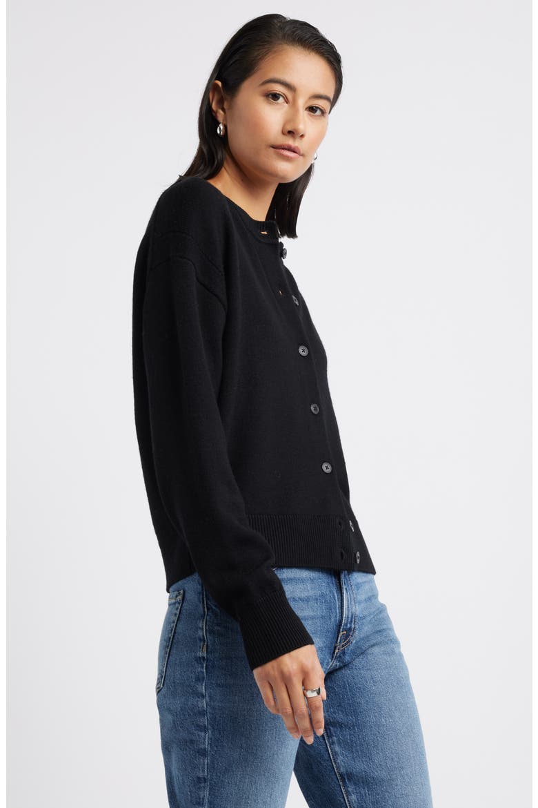 Merino Wool Cardigan, Alternate, color, BLACK