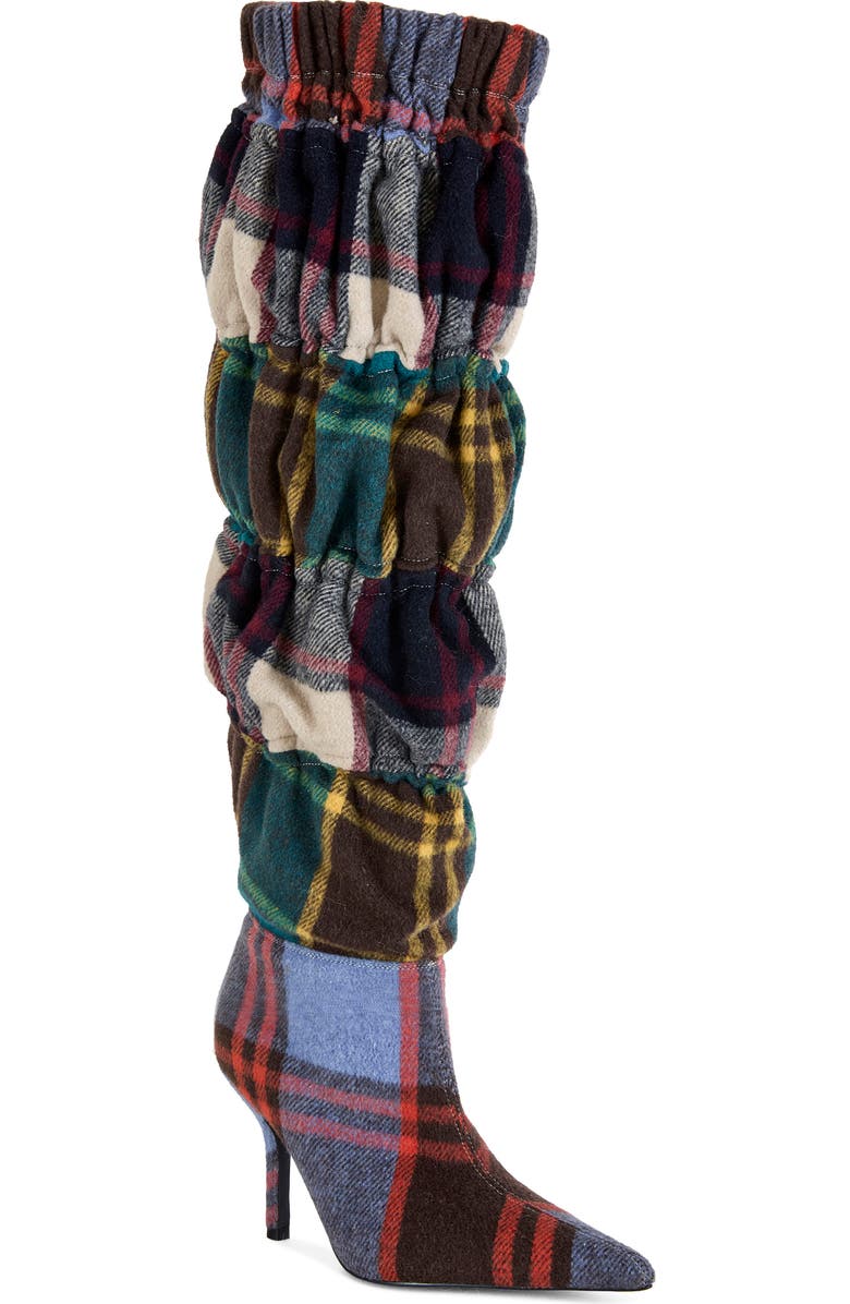 AZALEA WANG Elodie Plaid Multicolor Stiletto Boot, Main, color,