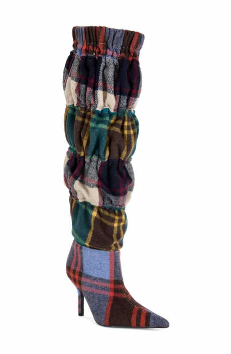 AZALEA WANG Elodie Plaid Multicolor Stiletto Boot