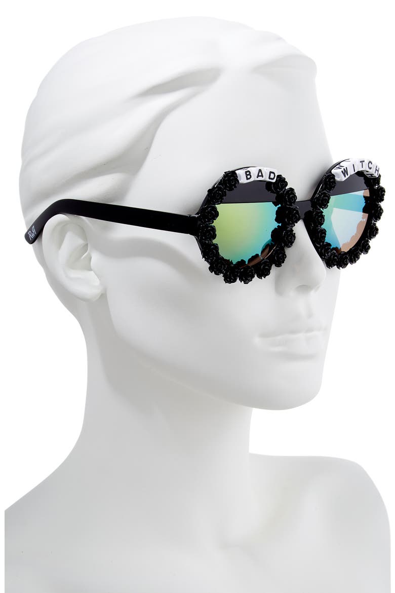 Bad Witch Round Sunglasses, Alternate, color, BLACK/ WHITE