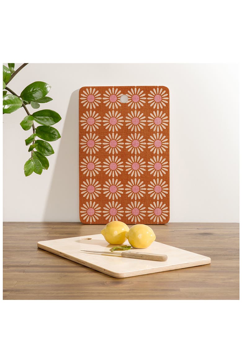 Schatzi Brown Retro Jumbo Daisy Orange Cutting Board, Alternate, color, MULTI