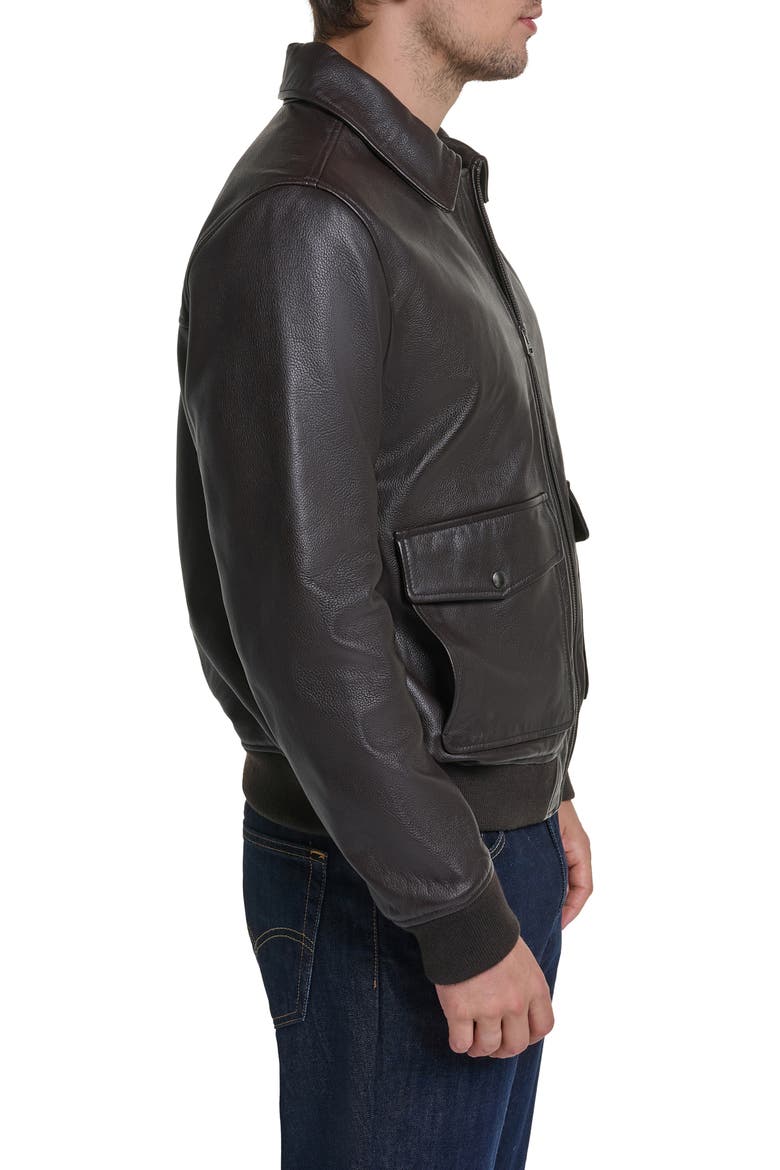 Aviator Leather Jacket, Alternate, color, DARK BROWN