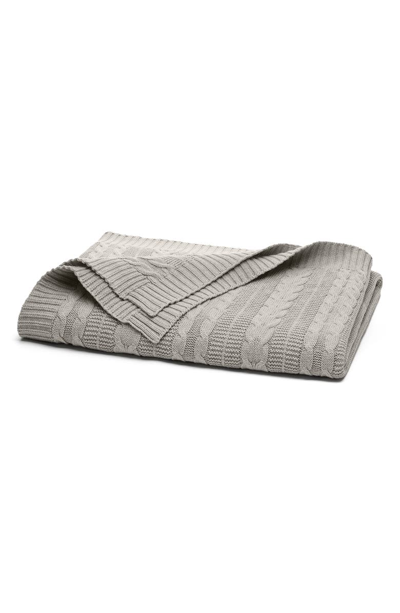 Boll & Branch Cable Knit Organic Cotton Throw Blanket, Main, color, 