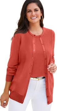 Jessica London Fine Gauge Button-Front Cardigan