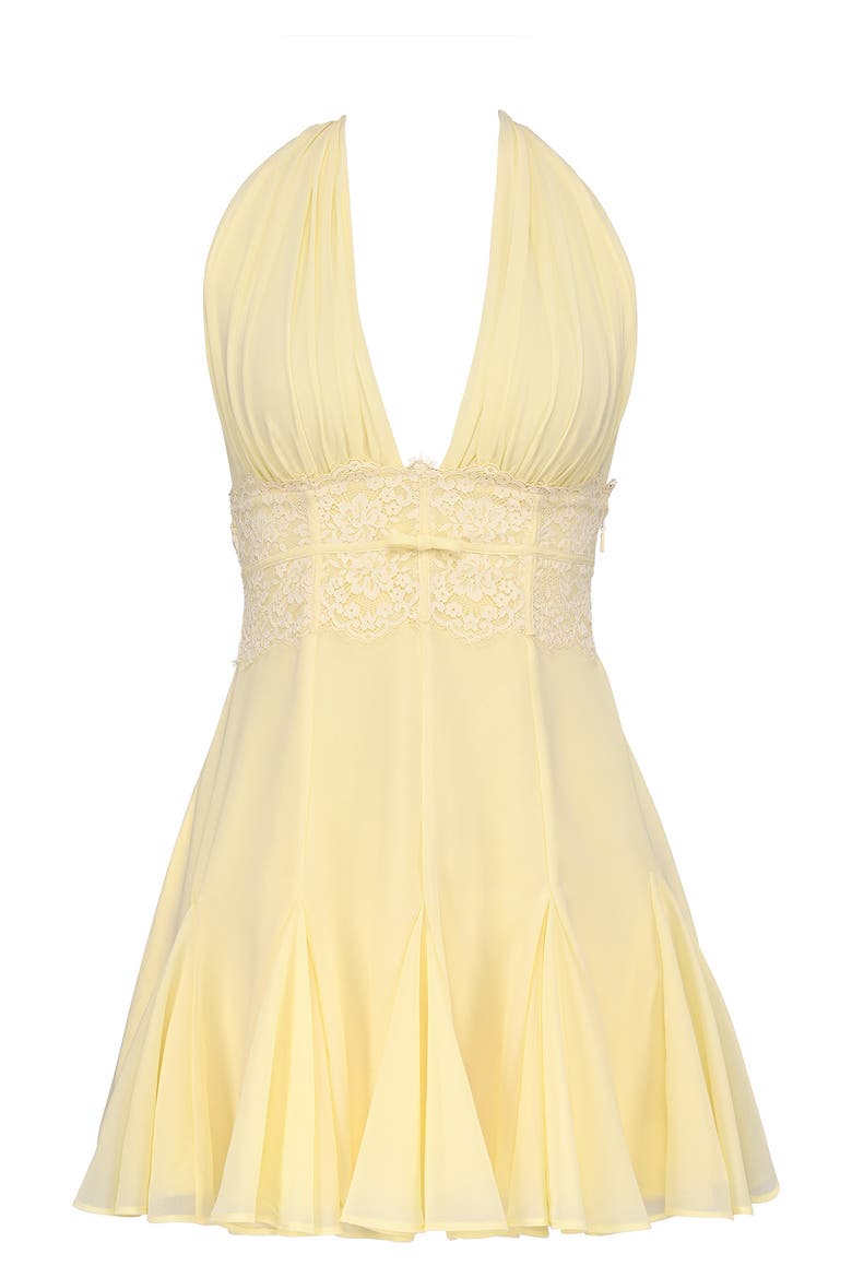 Ailani Halter Georgette Minidress, Alternate, color, BUTTER