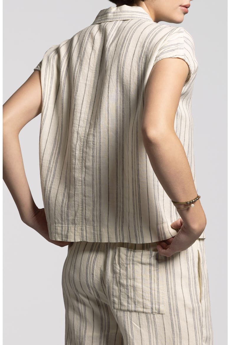 Stripe Linen Blend Shirt, Alternate, color, IVORY ST3004