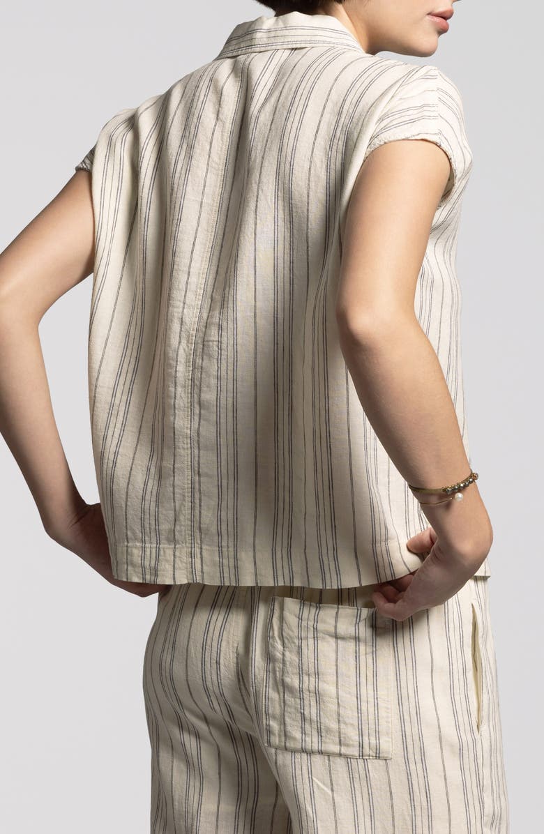 WEEKEND LOS ANGELES Stripe Linen Blend Shirt, Alternate, color, Ivory St3004