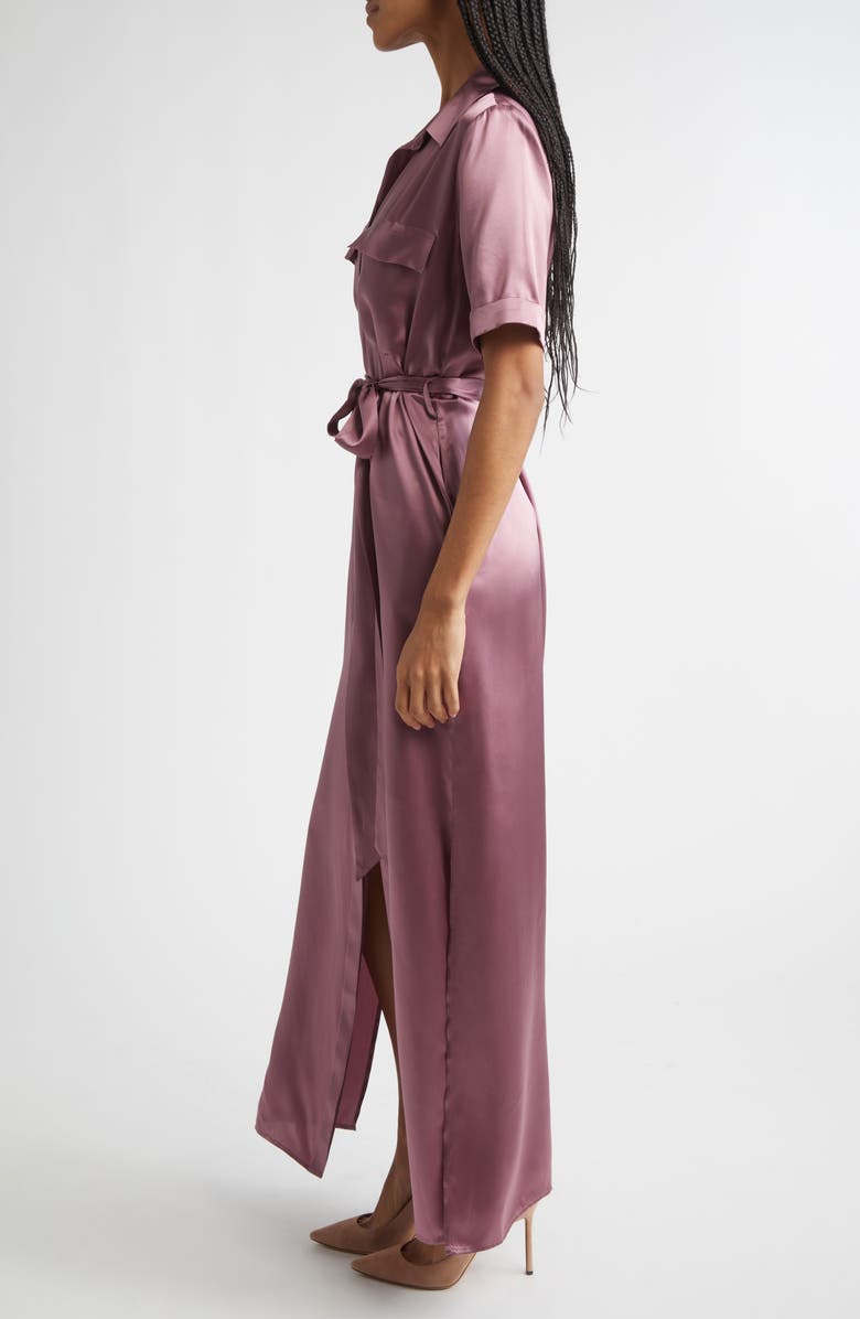 L'AGENCE Klement Utility Silk Maxi Dress, Alternate, color, Dusky Orchid