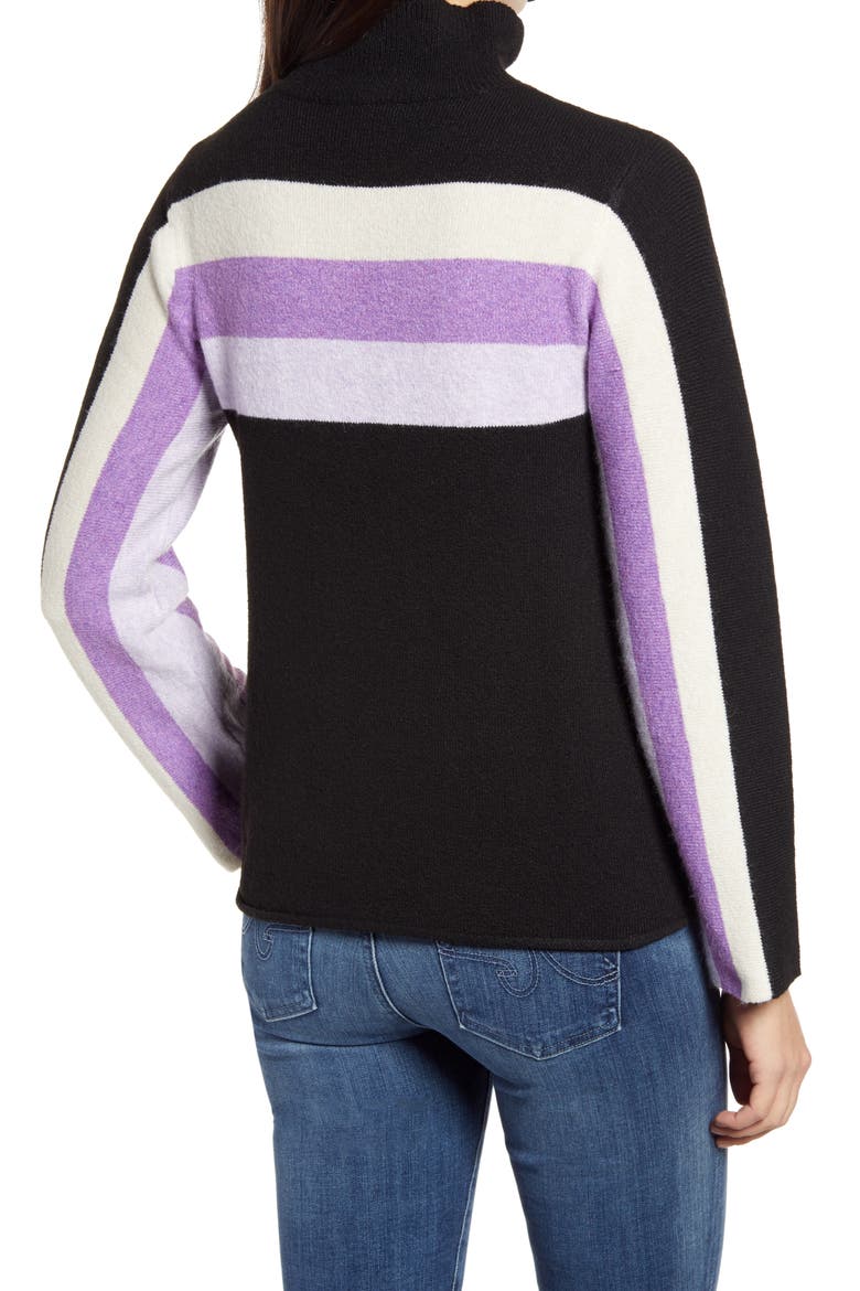 Stripe Detail Mock Neck Sweater (Nordstrom Exclusive), Alternate, color, BLACK/ AMETHYST CRYSTAL