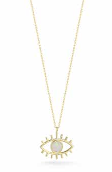SPHERA MILANO Synthetic Opal Evil Eye Pendant Necklace