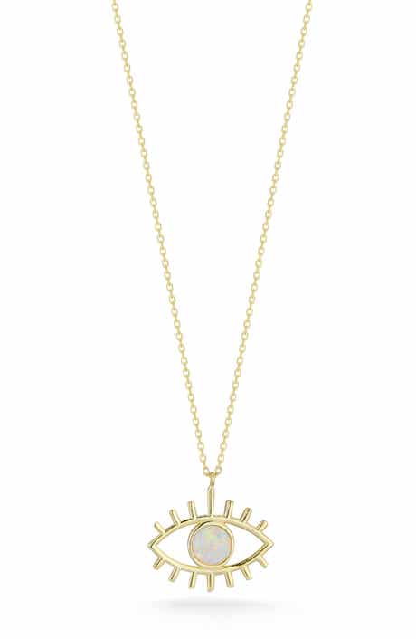 SPHERA MILANO Synthetic Opal Evil Eye Pendant Necklace