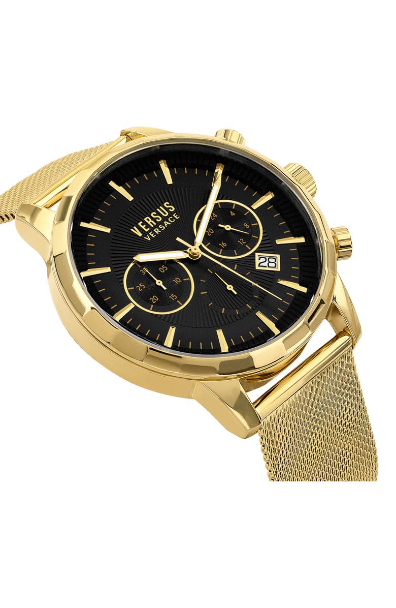 VERSUS Versace Eugene Mesh Band Chronograph Watch, 46mm, Alternate, color, Ip Yellow Gold