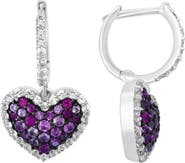 EFFY Pink Sapphire & White Sapphire Heart Drop Earrings