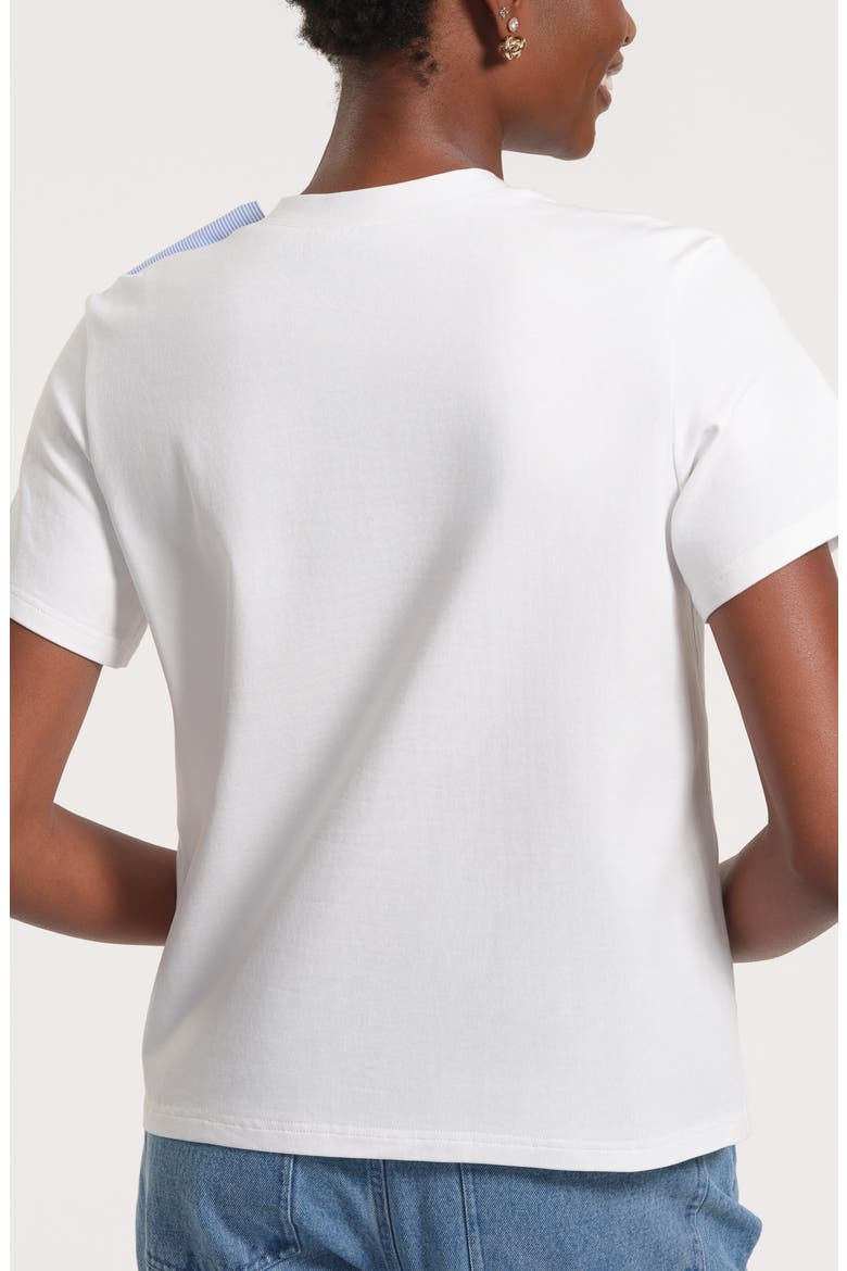 Striped Bow Stretch Cotton T-Shirt, Alternate, color, WHITE BLUE