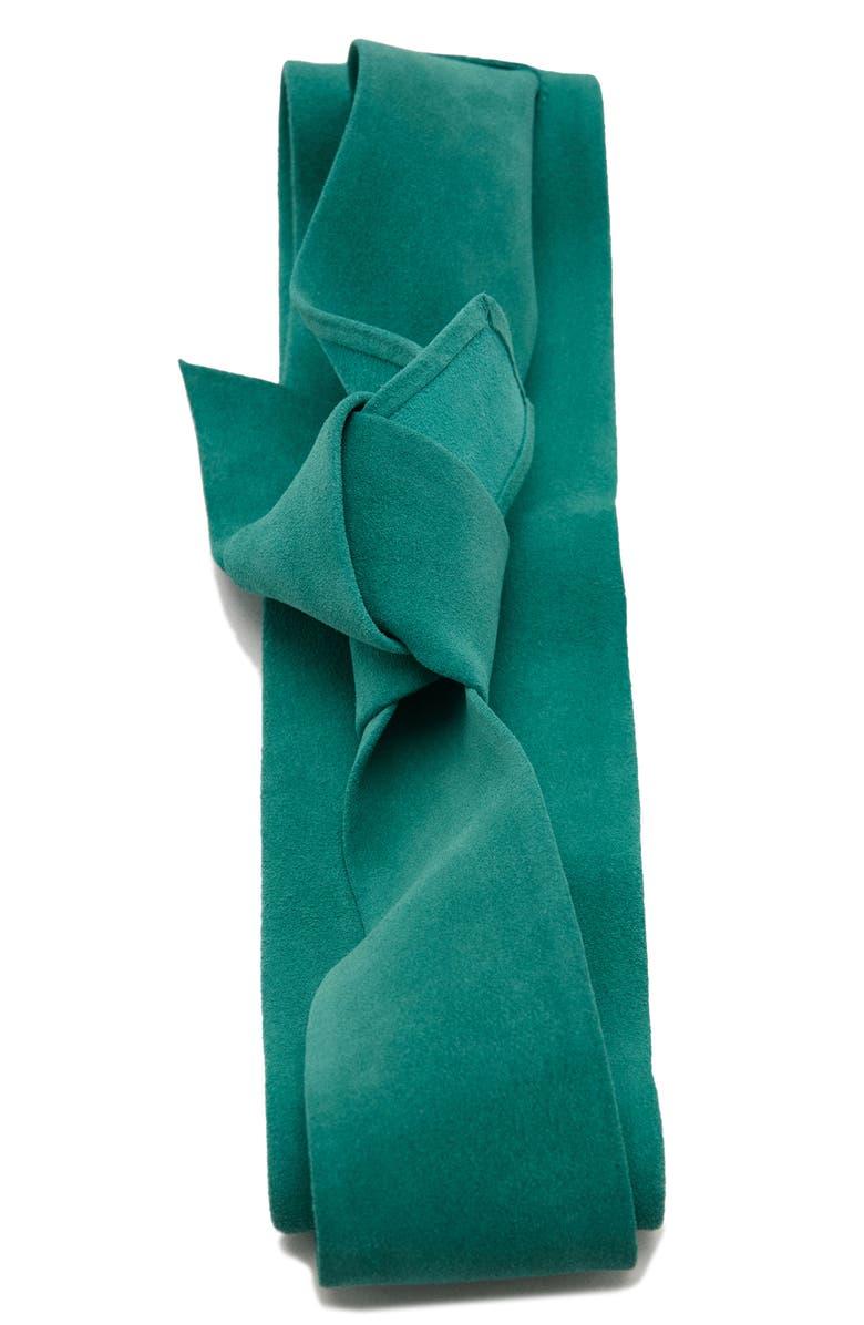 MANGO Starring Hailey Bieber Suede Cummerbund Belt, Alternate, color, Turquoise