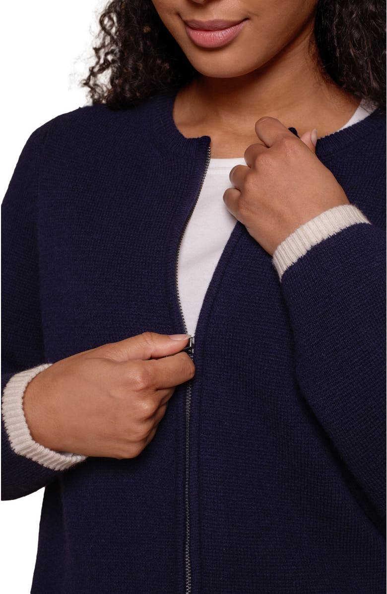 Celtic & Co. Zip Through Knitted Jacket, Alternate, color, Dark Navy Tipped