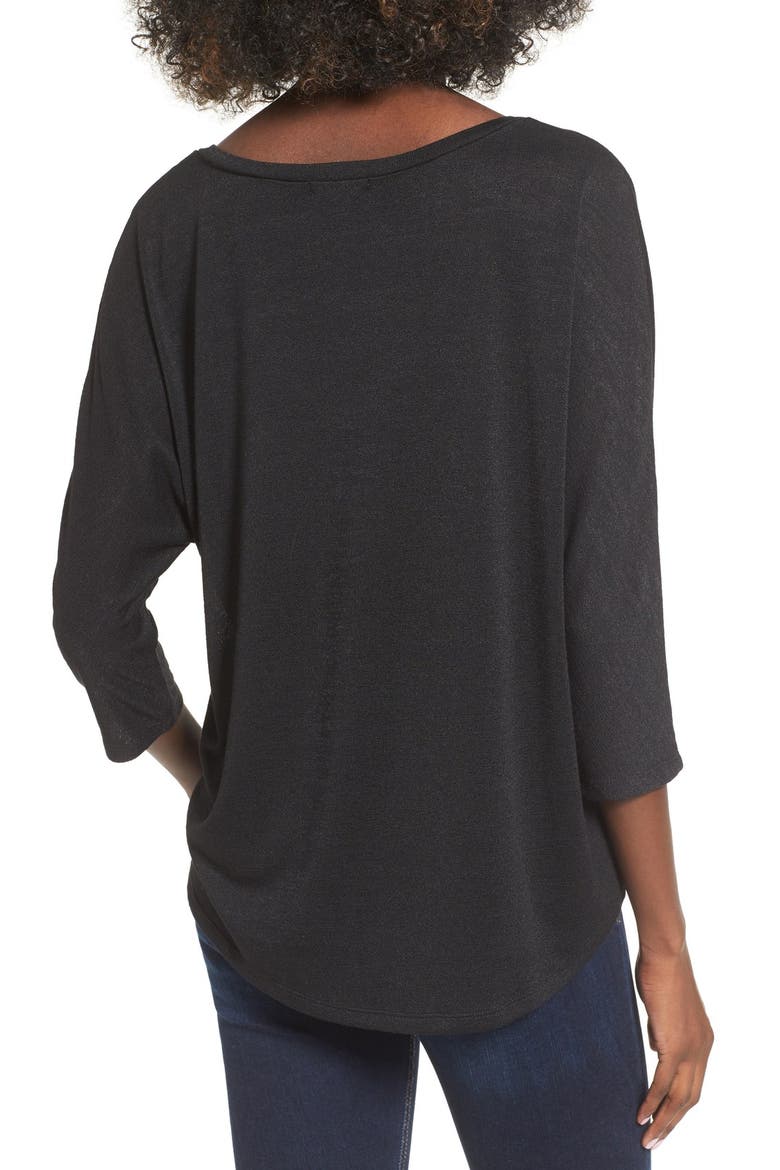Stretch Knit High/Low Top, Alternate, color, BLACK