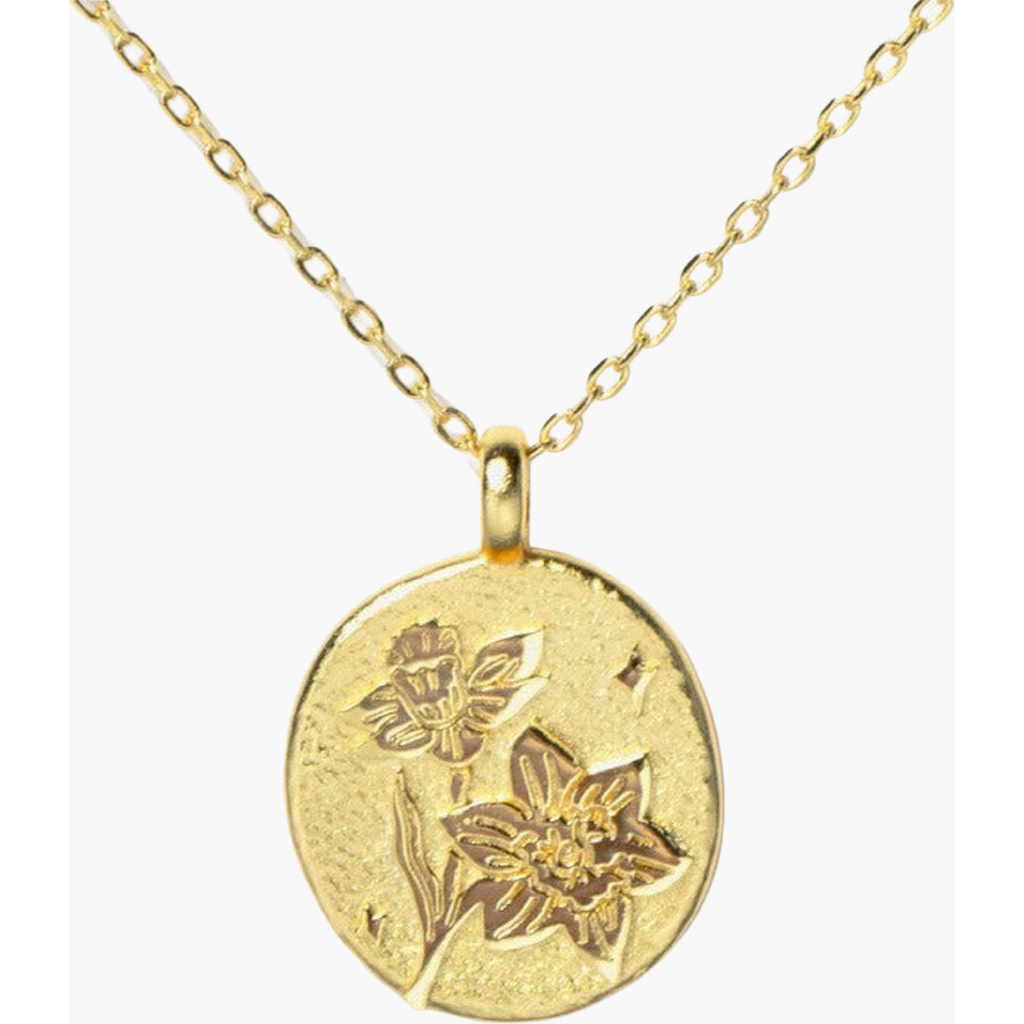 Little Sky Stone Birth Flower Necklace In Daffodil/march