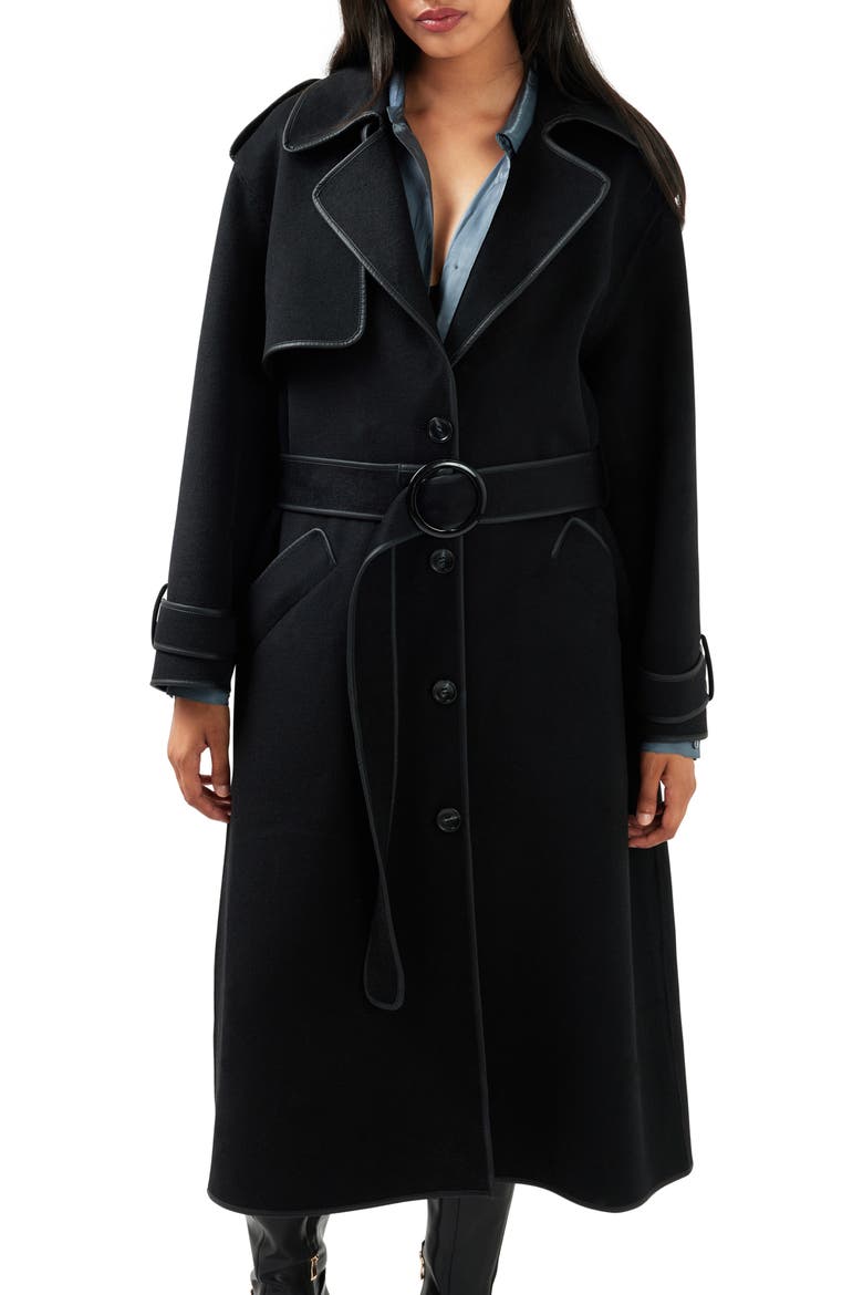 Million Reasons Wool Blend Trench Coat, Alternate, color, BLACK