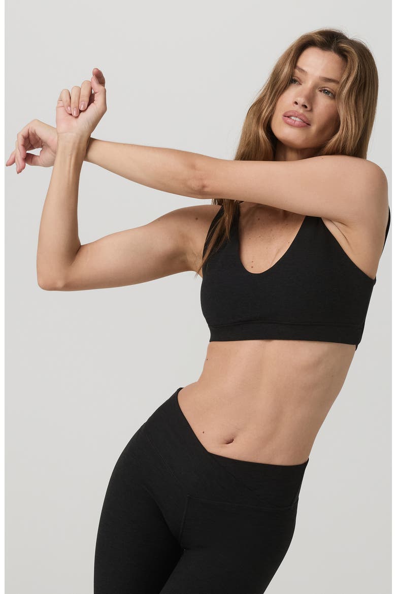 Elevation Rhythm Cutout Sports Bra, Alternate, color, BLACK HEATHER